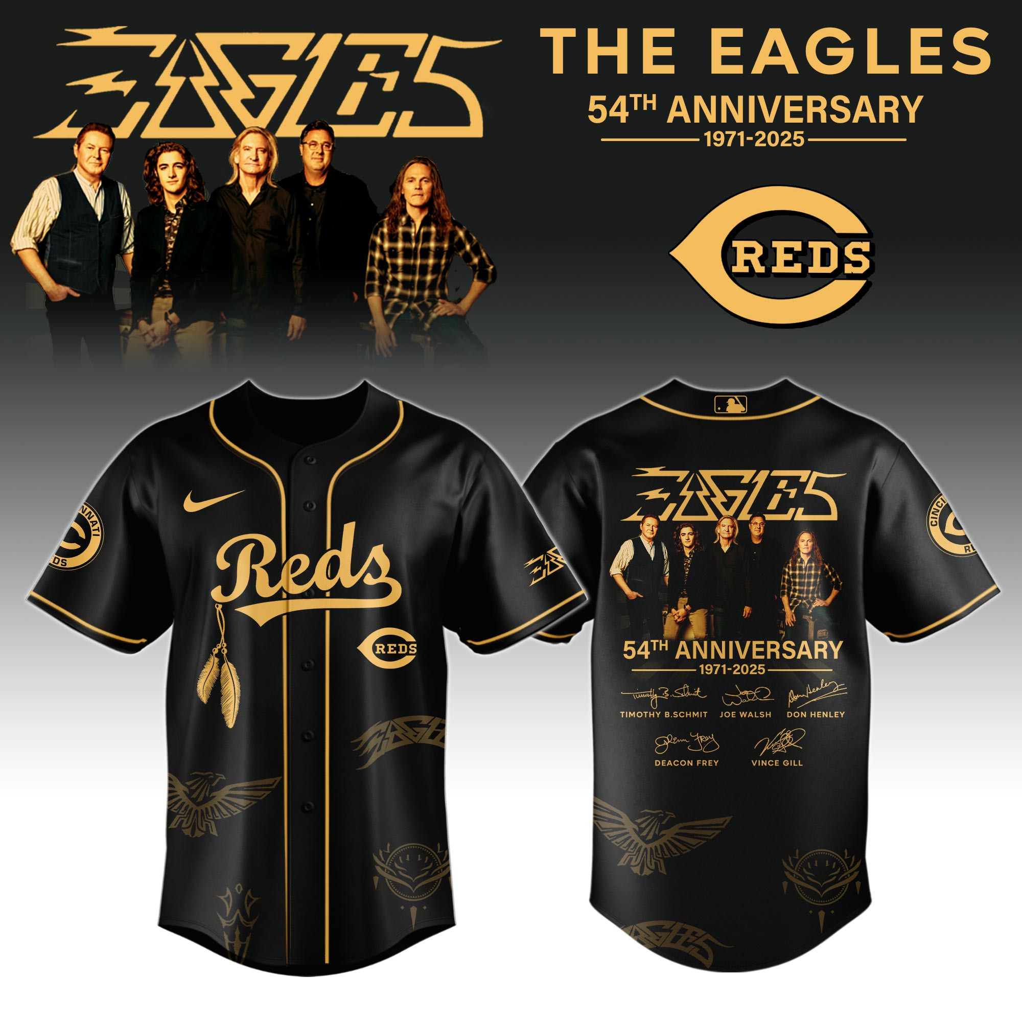 C Reds X Eagles Band Music Jersey 2025 Best Gifts For Baseball Fans