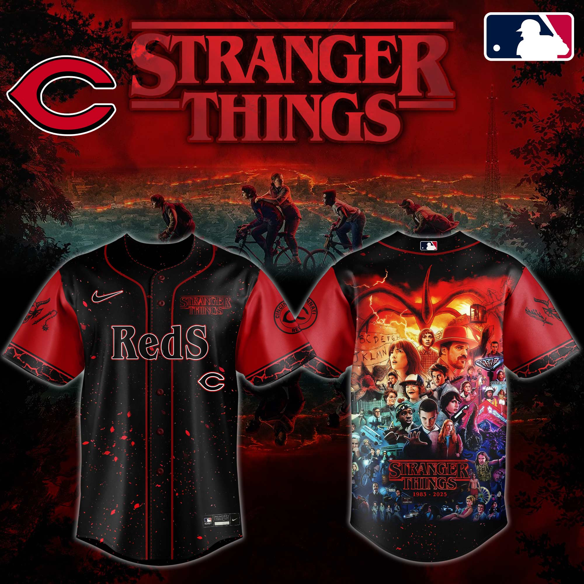 C Reds X Stranger Things Jersey 2025 Baseball Enthusiast Gifts