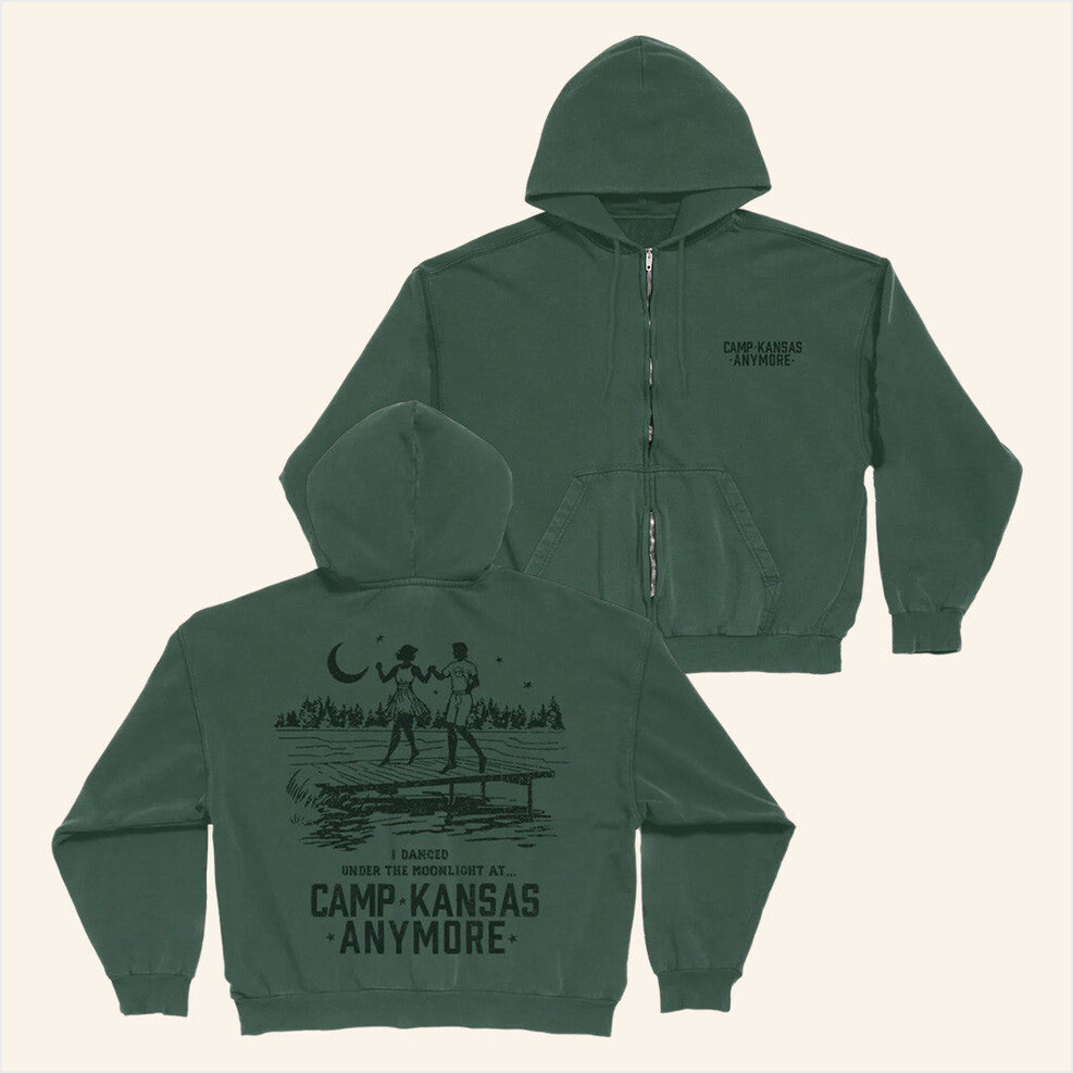 Camp Kansas Anymore Zip Up Hoodie Role Model Merch Birthday Gifts For Friends