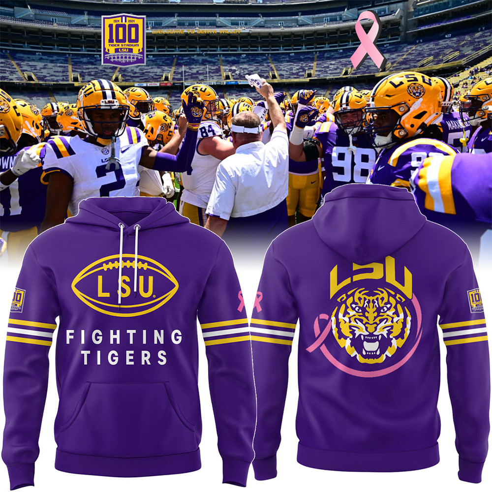 Celebrating 100 years of Tiger Stadium and a pink ribbon for breast cancer awareness month Hoodie