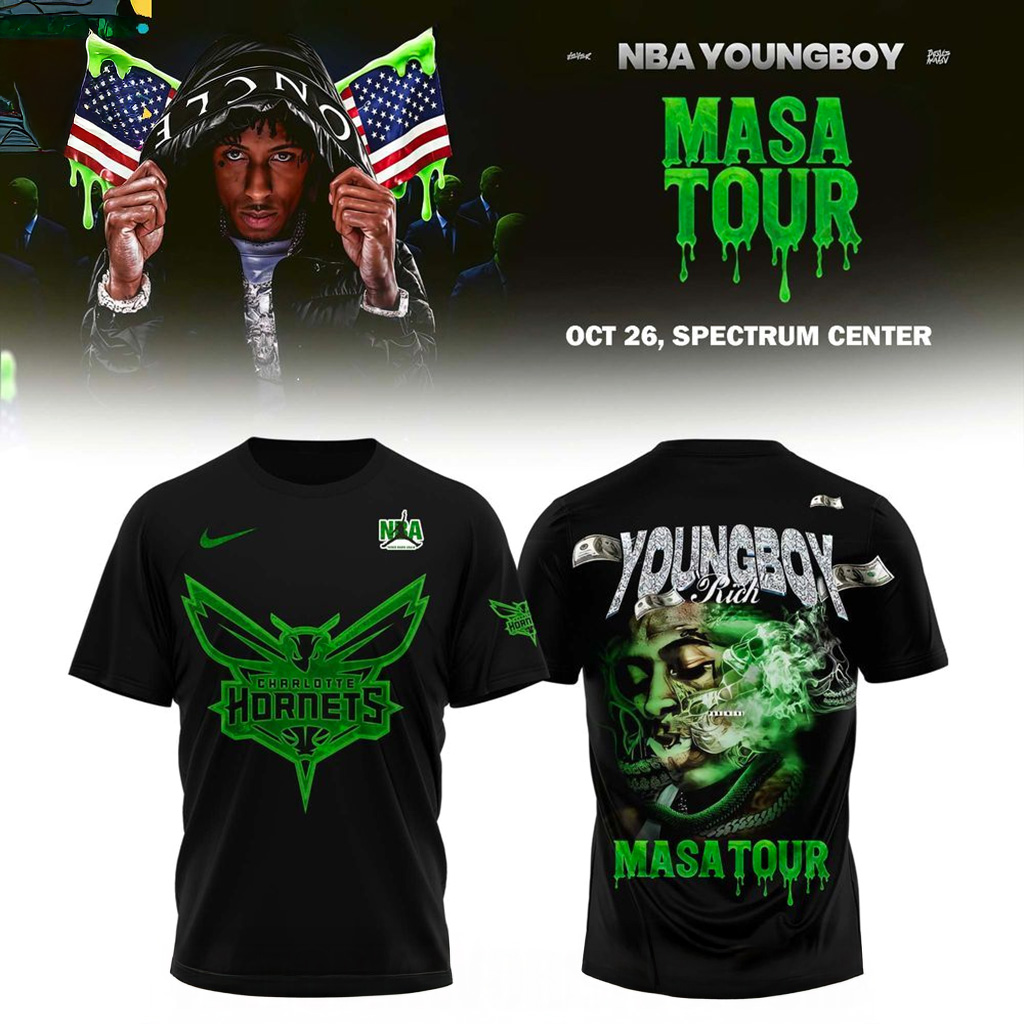 Charlotte Hornets X NBA Young Boy Masa Tour T-Shirt Charlotte Hornets Merch Gifts For Dudes
