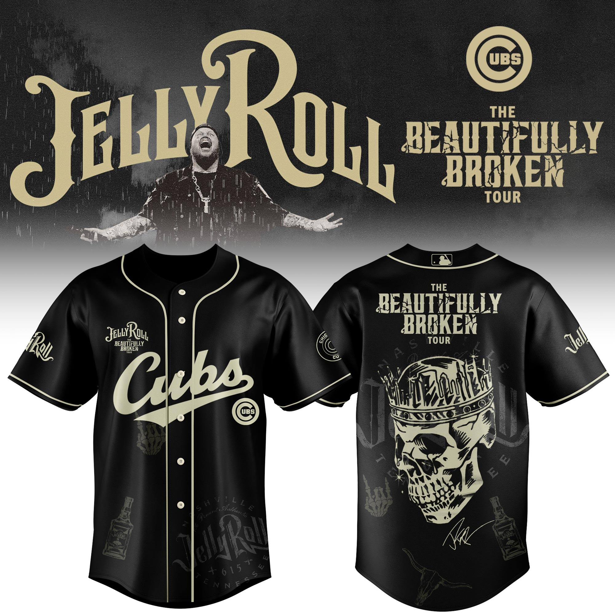 Chicago Cubs X Jelly Roll Baseball Jersey 2025 Gift For Jelly Roll Fans