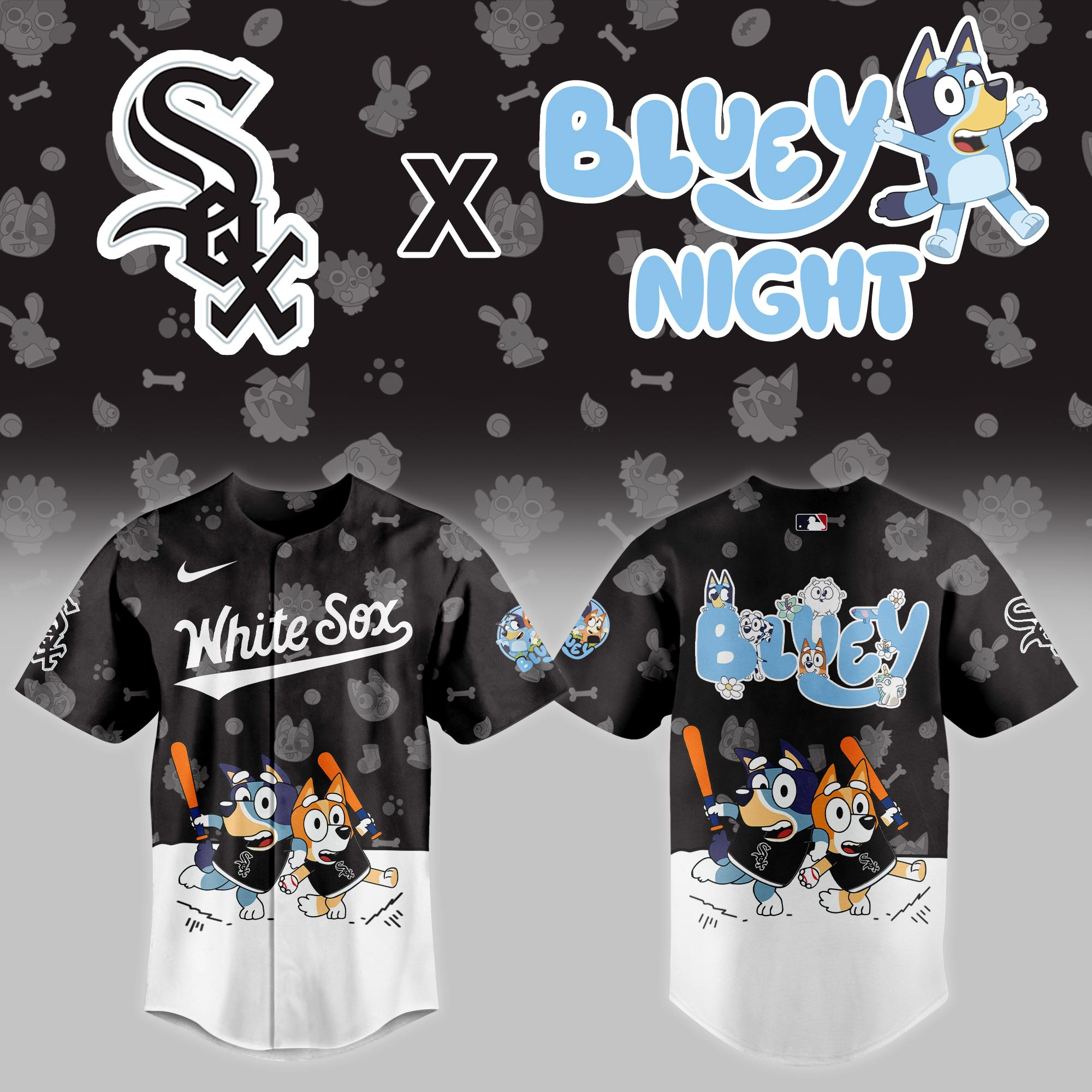 Chicago White Sox Mlb X Bluey Night Baseball Jersey For Fan