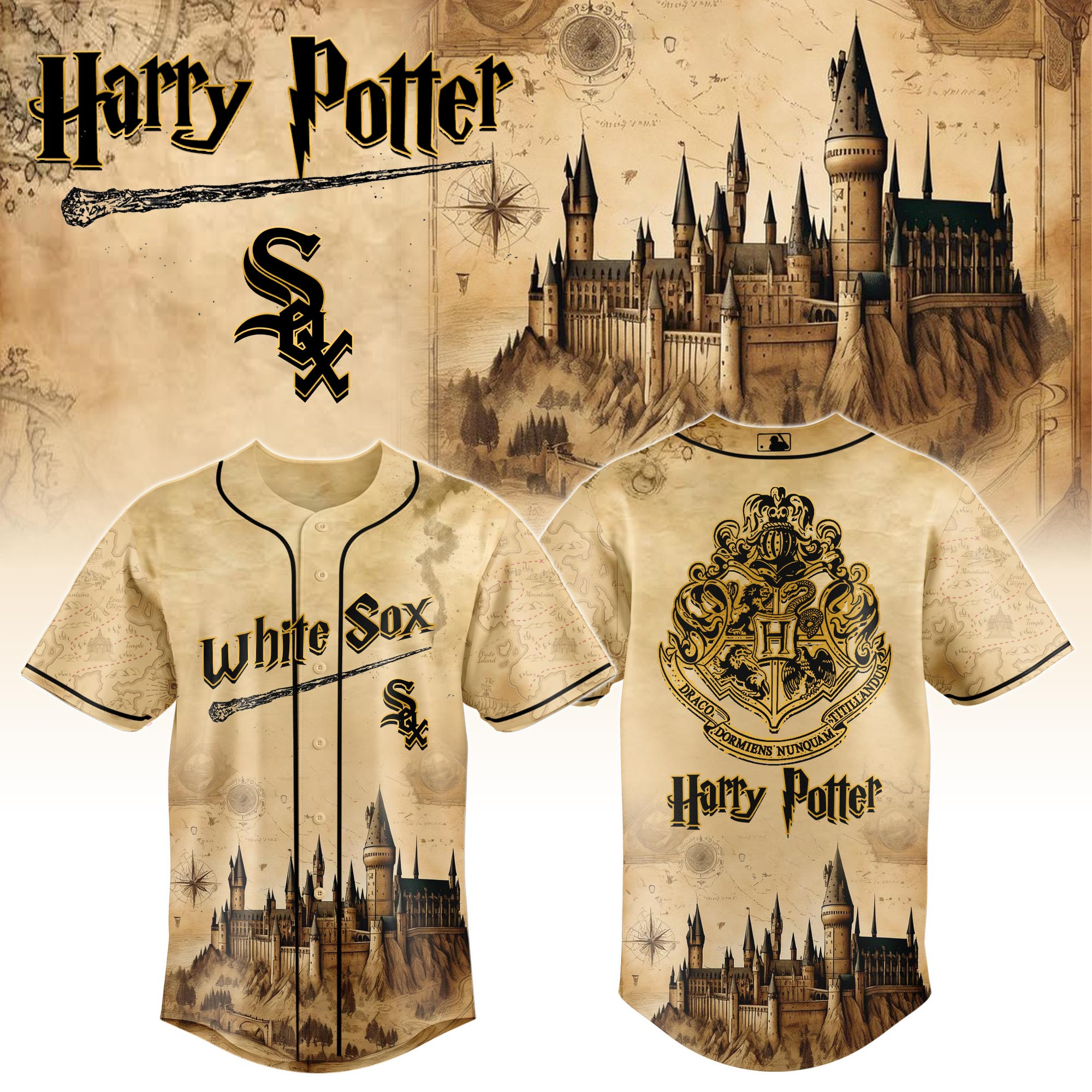 Chicago White Sox Mlb X Harry Potter Hogwarts Baseball Jersey For Fan