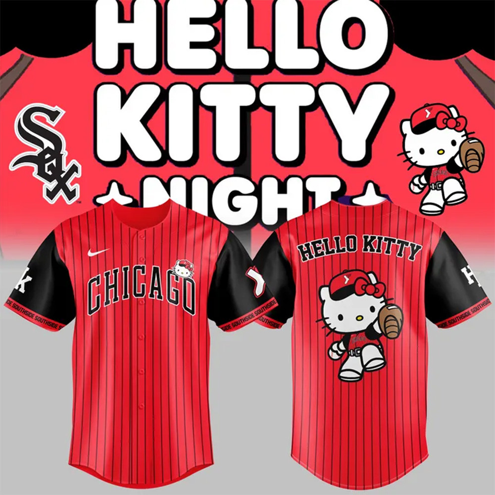 Chicago White Sox New City Connect x Hello Kitty Night Jersey Football Fan Gift Ideas