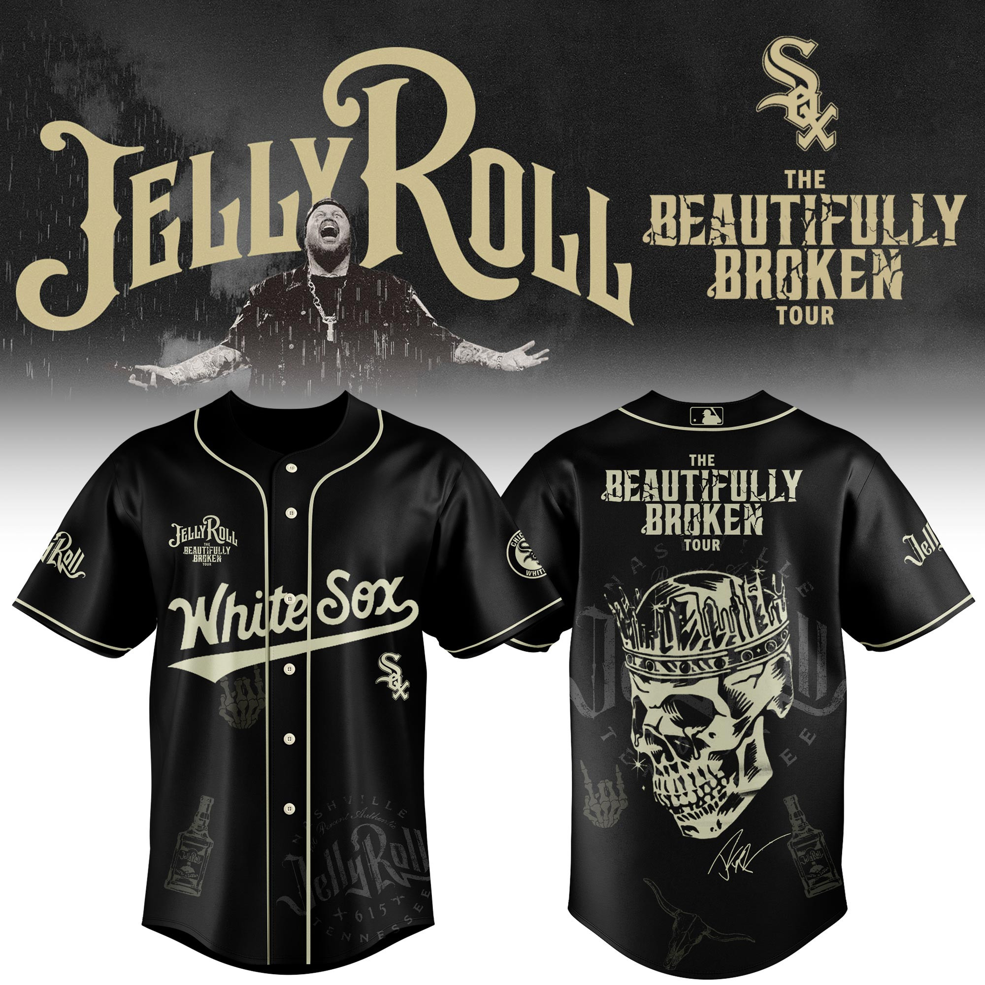 Chicago White Sox X Jelly Roll Baseball Jersey 2025 Gift For Jelly Roll Fans