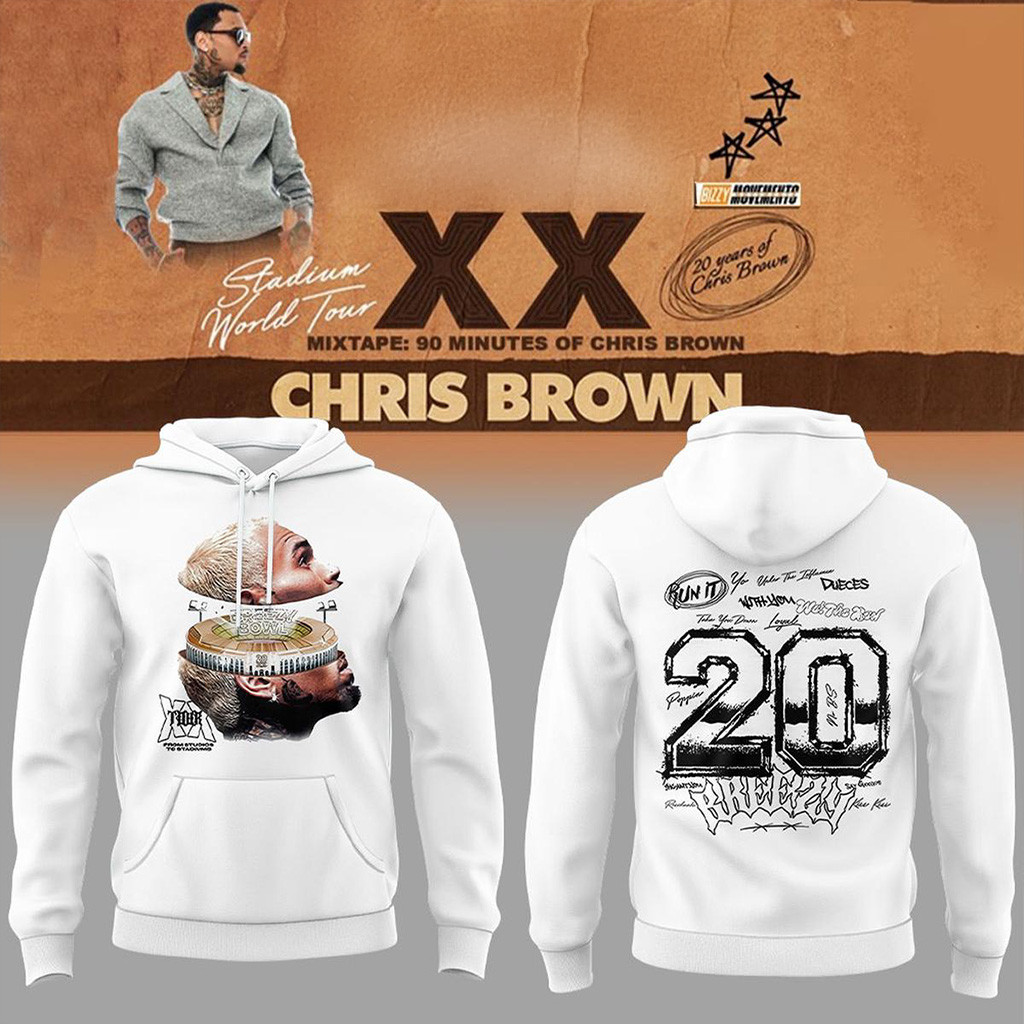 Chris Brown 20 Years Breezy Bowl Hoodie Shirt Chris Brown Merch Gifts For Fans