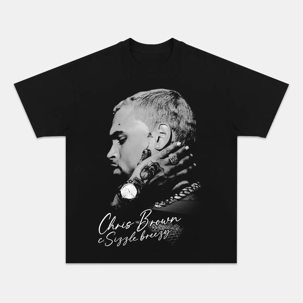 Chris Brown Big Face Graphic T-Shirt Chris Brown Merch Music Gift Ideas For Guys