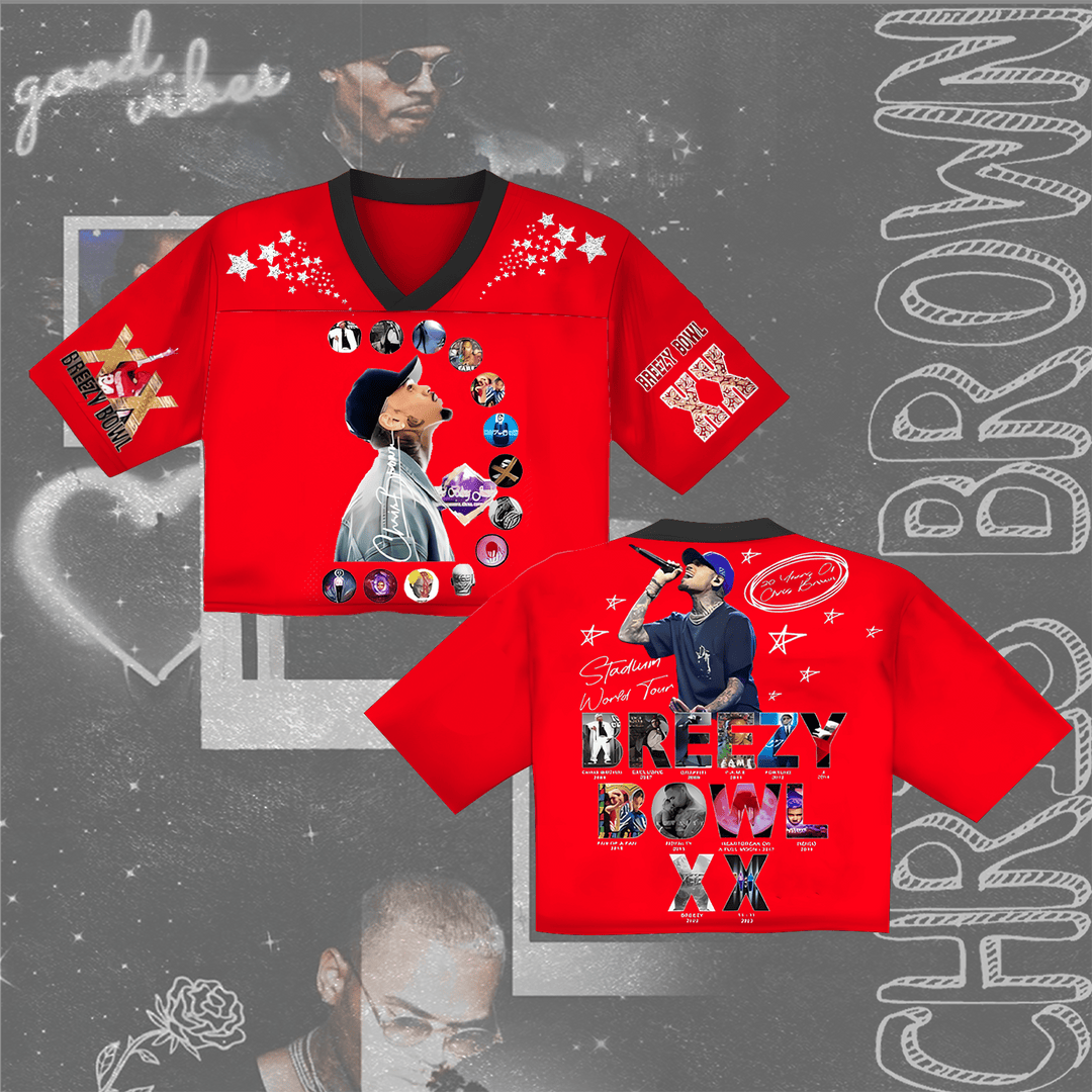 Chris Brown Breezy Bowl Crop Top Football Jersey Best Football Gifts
