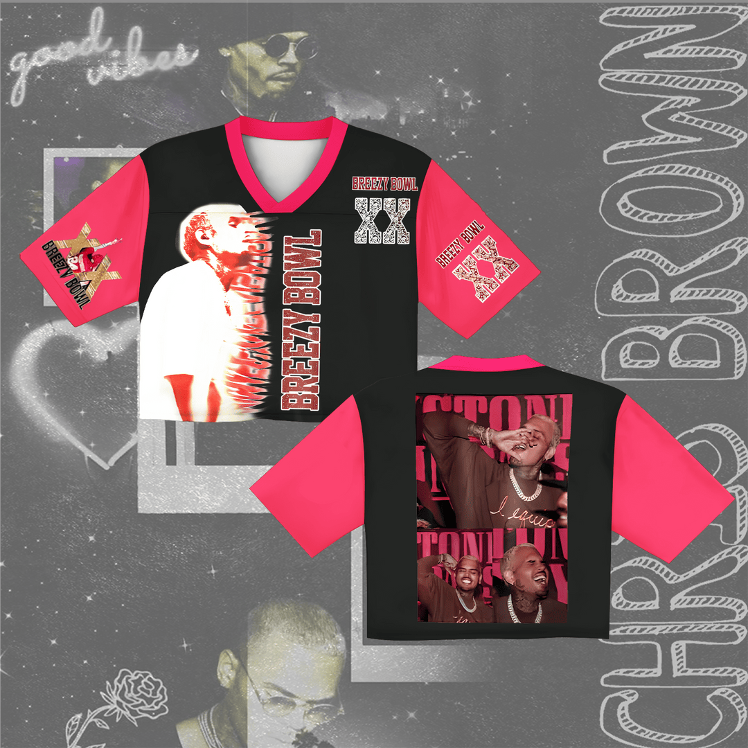 Chris Brown Breezy Bowl Crop Top Football Jersey Best Gifts For Football Fans