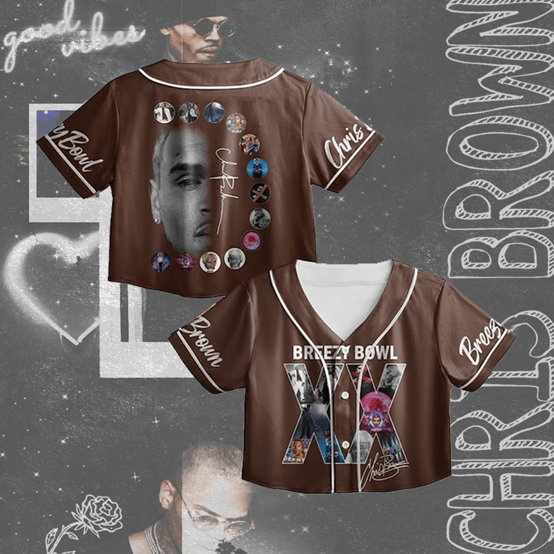 Chris Brown Breezy Bowl XX Tour Crop Top Jersey Gift For Music Lover