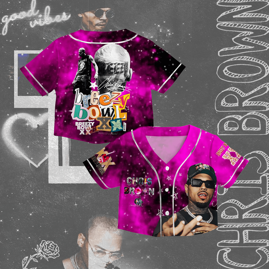Chris Brown Breezy Bowl XX' World Tour Crop Top Jersey Gifts For Musicians