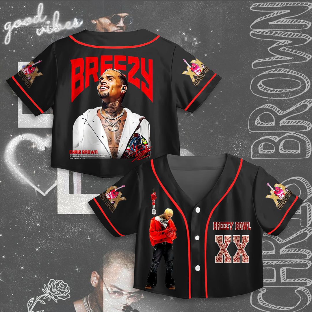 Chris Brown Breezy Bowl XX' World Tour Crop Top Jersey Musical Gifts For Adults