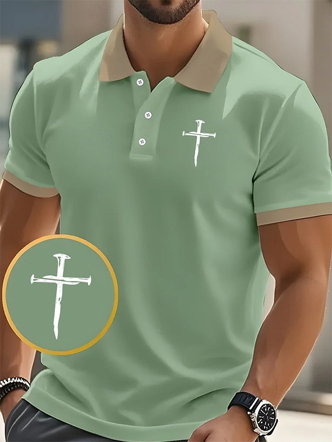 Christ Cross Polo Shirt Men's Christian Clothing Father's Day Gifts For Husband