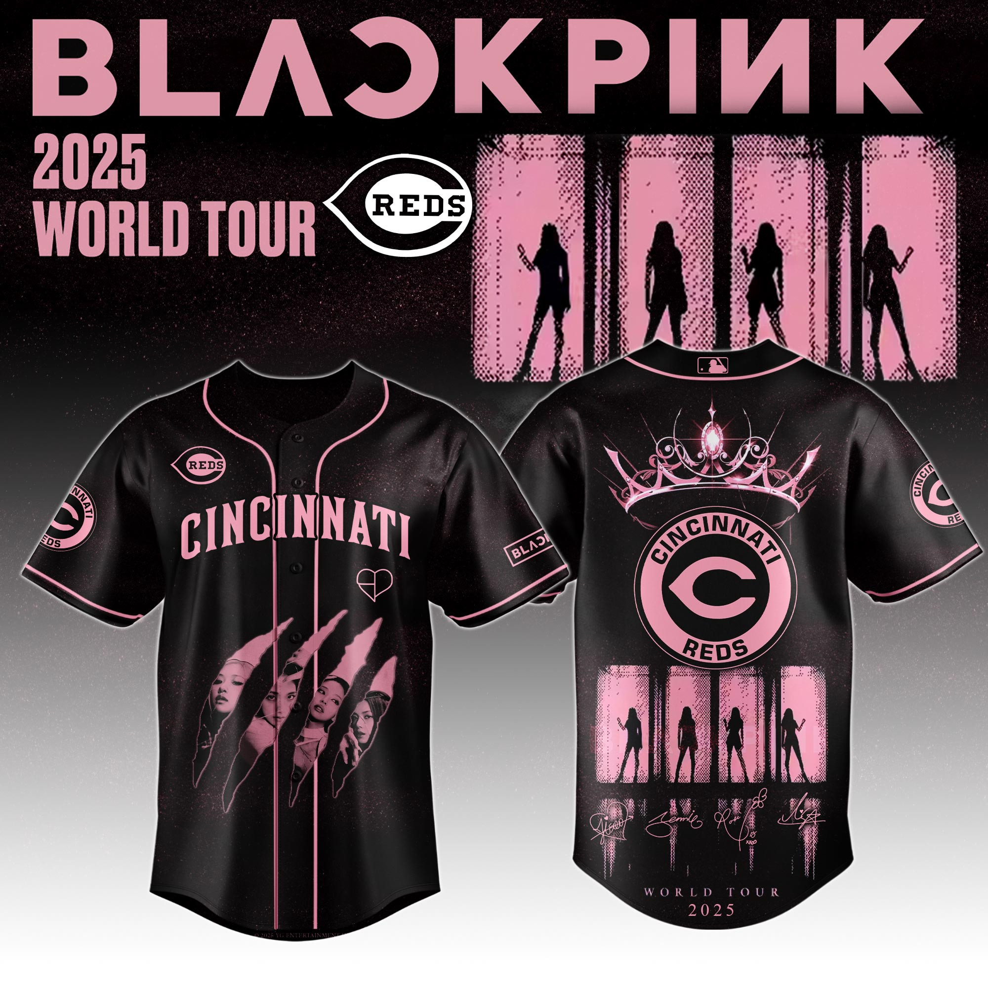 Cincinnati Reds Mlb X Black Pink World Tour Baseball Jersey For Fans Cincinnati Reds Merch