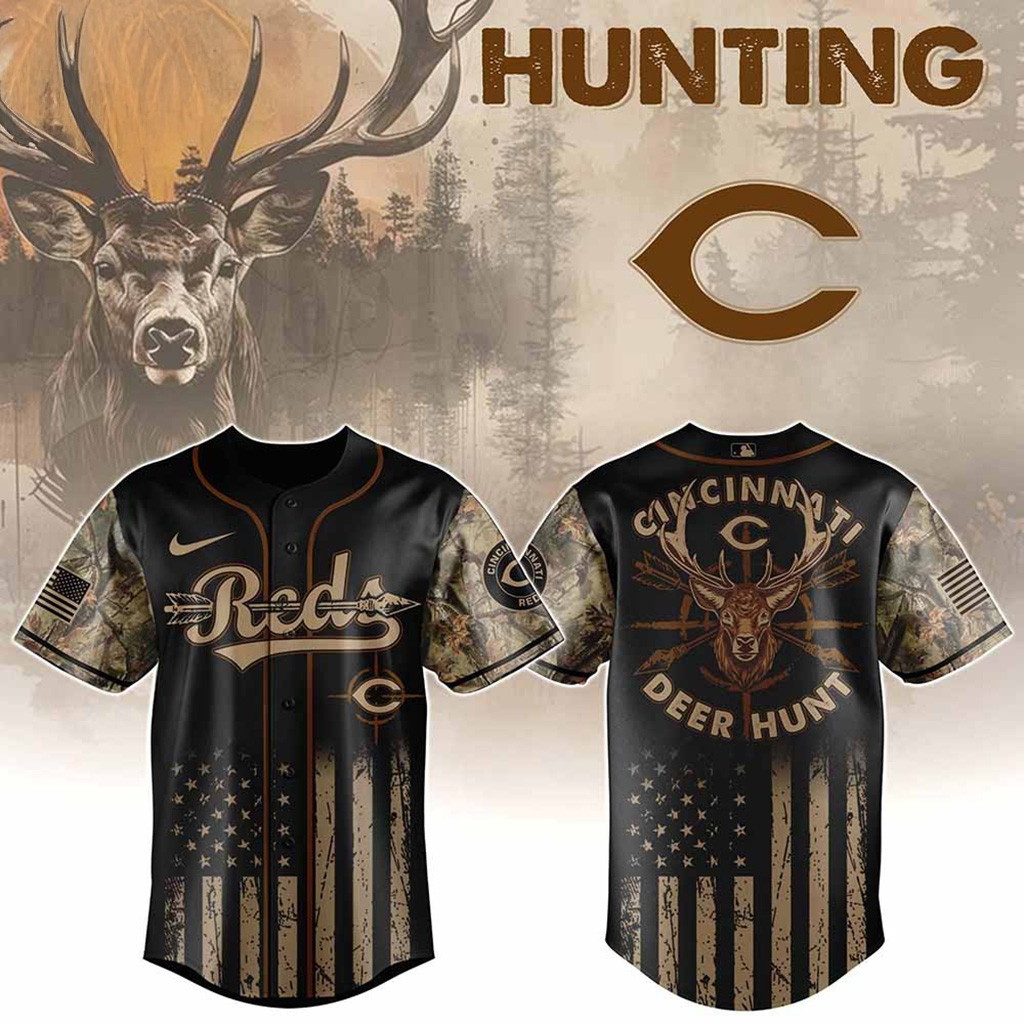 Cincinnati Reds MLB X Deer Hunting Baseball Jersey Cincinnati Reds Merch Gifts For Deer Hunters