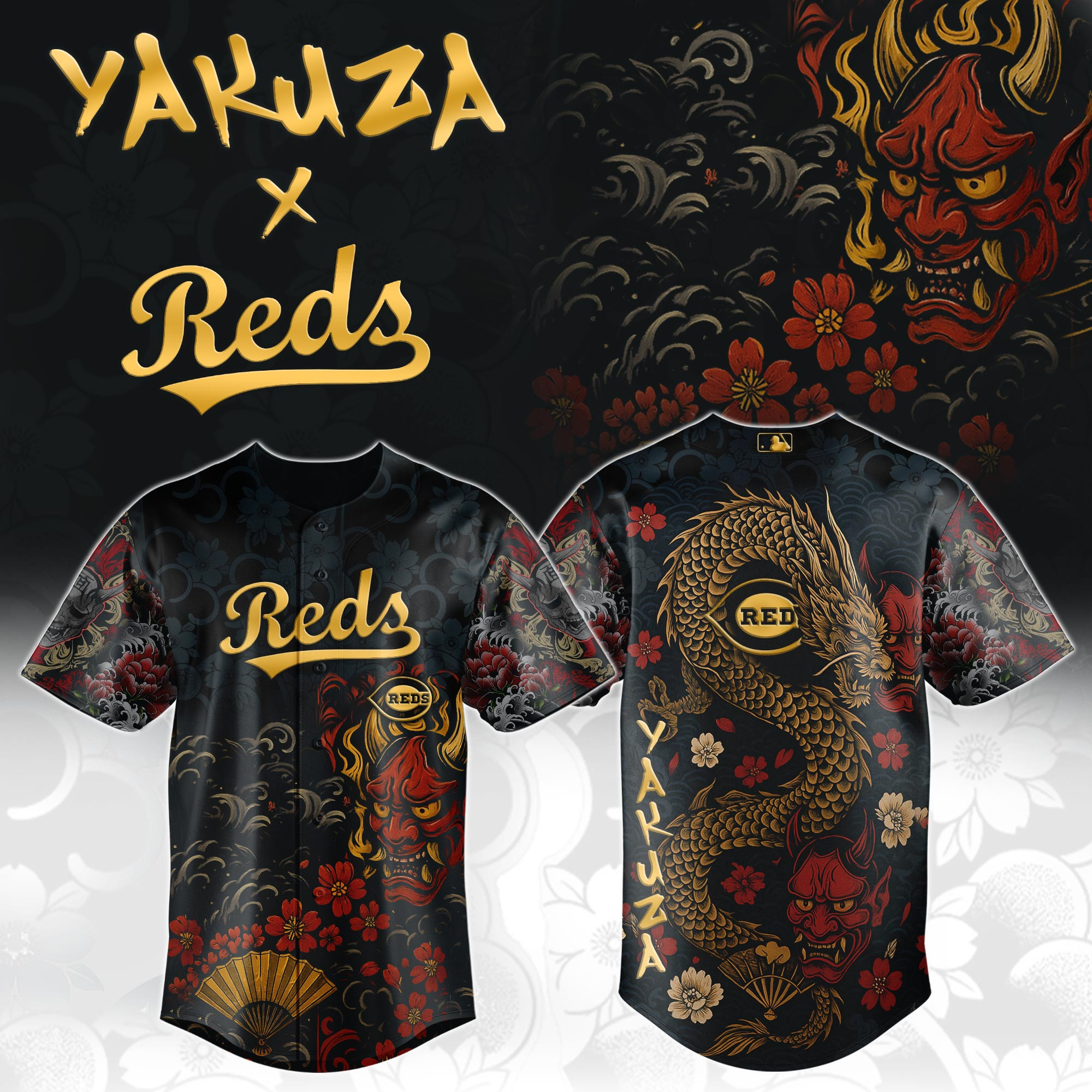 Cincinnati Reds Mlb X Yakuza Dragon Oni Baseball Jersey For Fans
