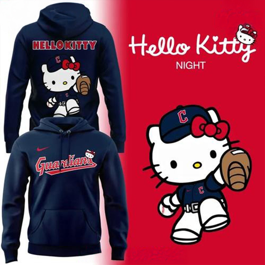 Cleveland Guardians Hello Kitty Night Hoodie Cleveland Guardians Merch Dad Gifts