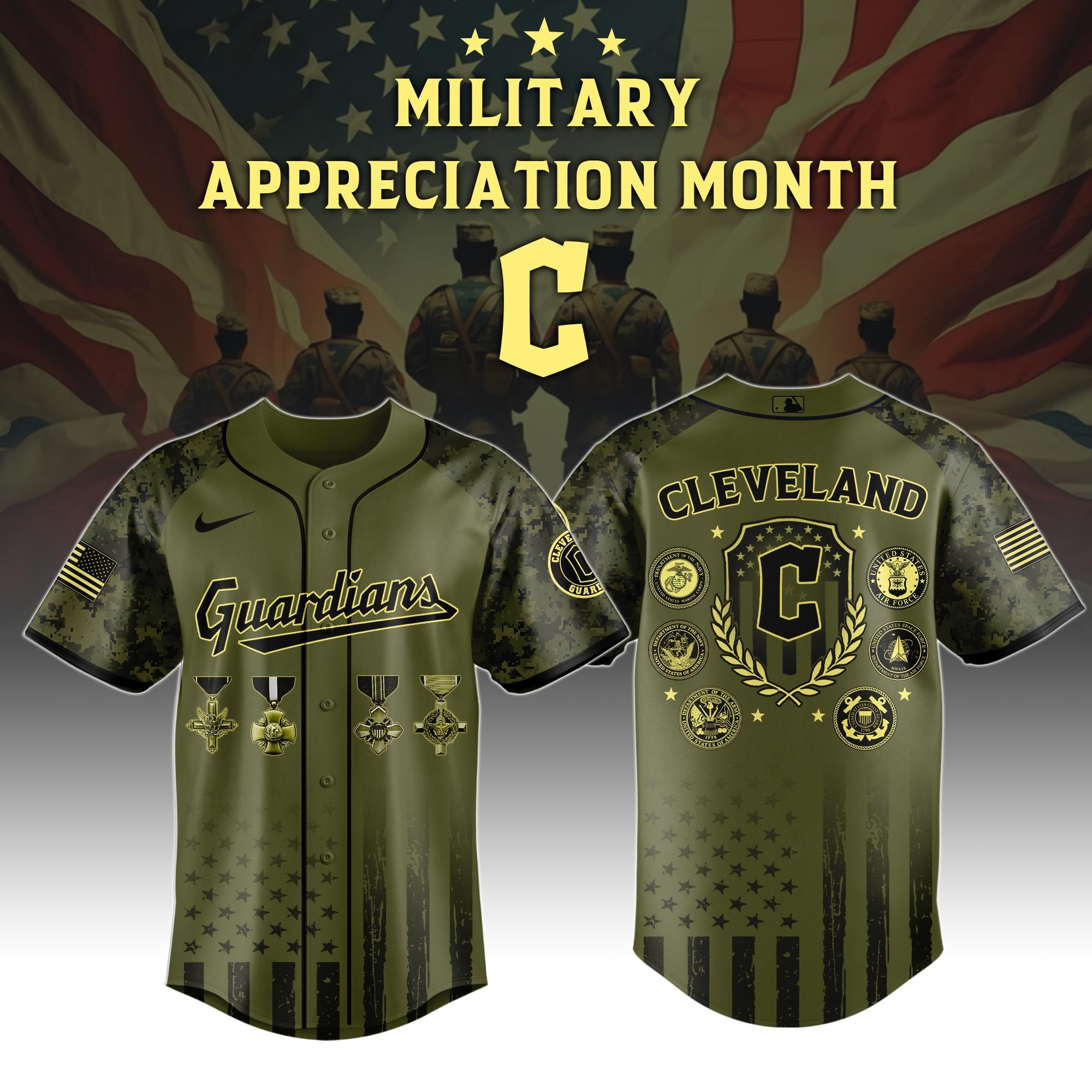 Cleveland Guardians MLB x Military Appreciation Month Special Edition Jersey 2025