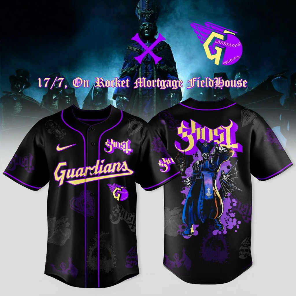 Cleveland Guardians X Ghost Band World Tour 2025 Baseball Jersey Cleveland Guardians Merch