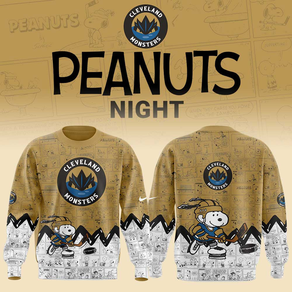 Cleveland Monsters 75th Anniversary of Peanuts Sweatshirt Gifts For Hockey Fan