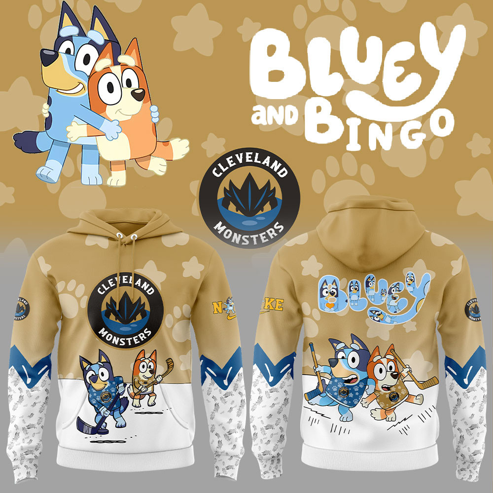 Cleveland Monsters Bluey And Bingo Hoodie Unique Gifts For Hockey Fans