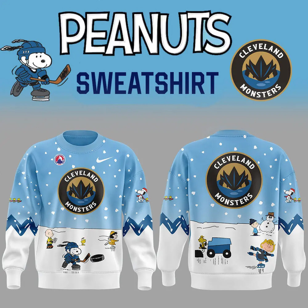 Cleveland Monsters Peanuts And Snoopy Nike Sweatshirt Cool Gifts For Hockey Fans