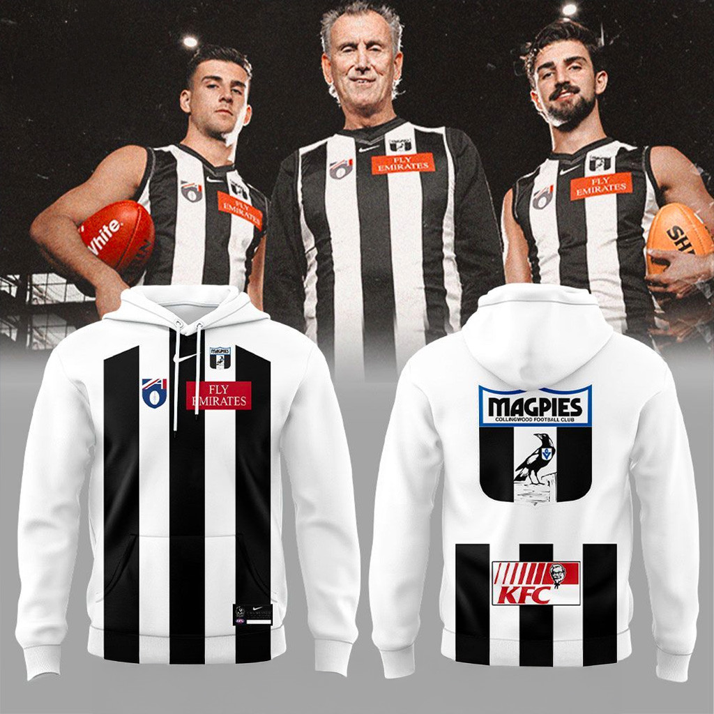 Collingwood Magpies 2025 Retro Guernsey Hoodie