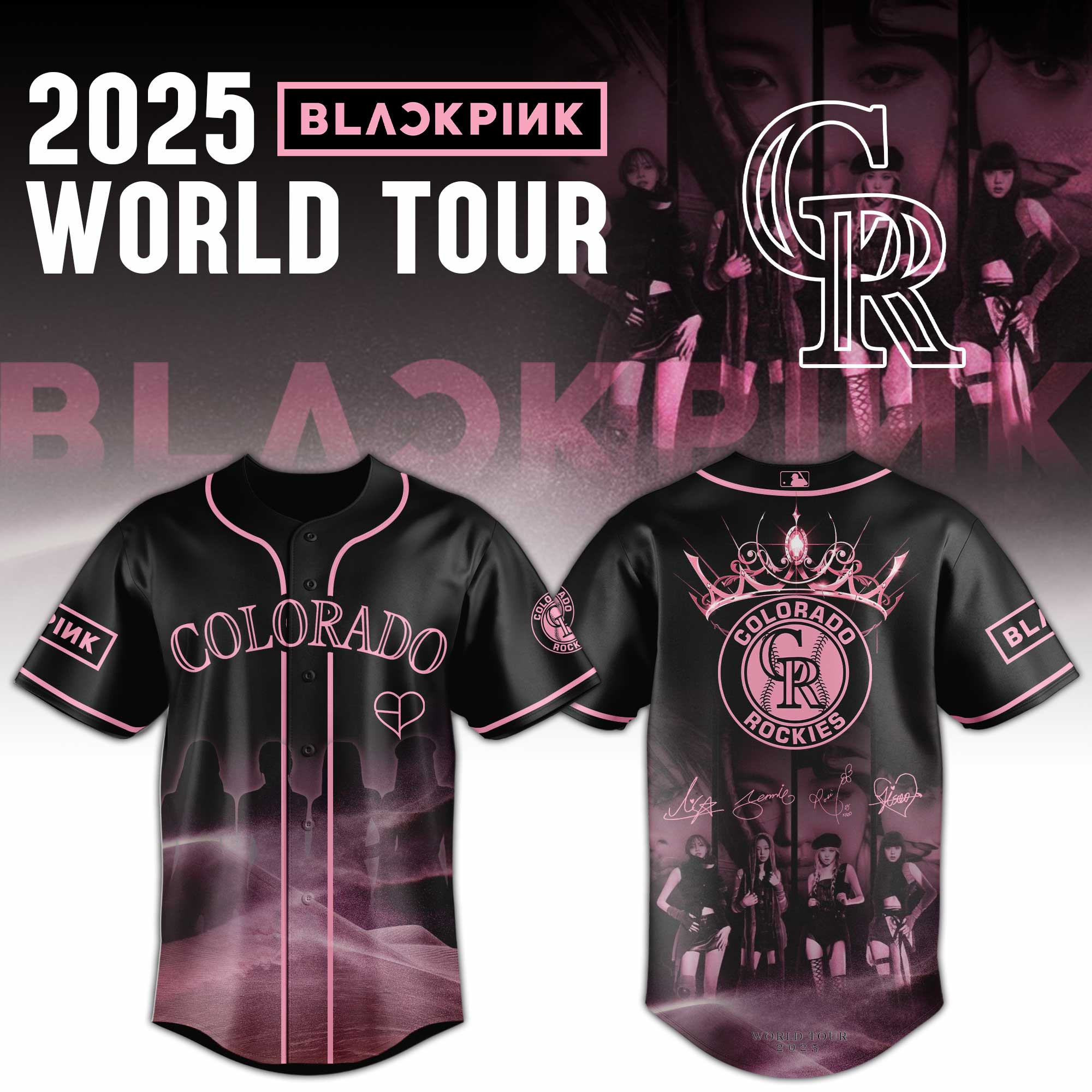 Colorado Rockies Mlb X Black Pink World Tour Baseball Jersey For Fans
