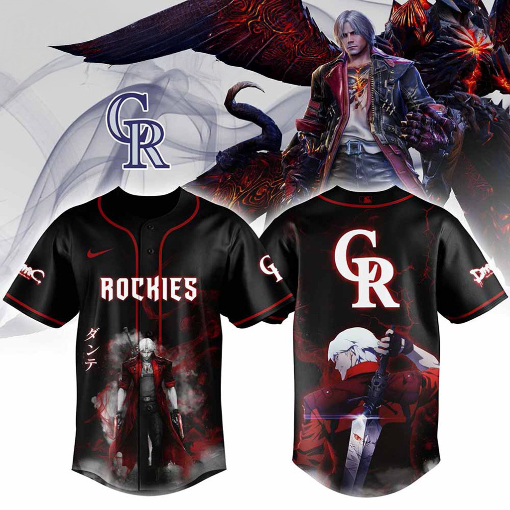 Colorado Rockies MLB X Dante Devil May Cry Baseball Jersey Colorado Rockies Merch Fans Gifts