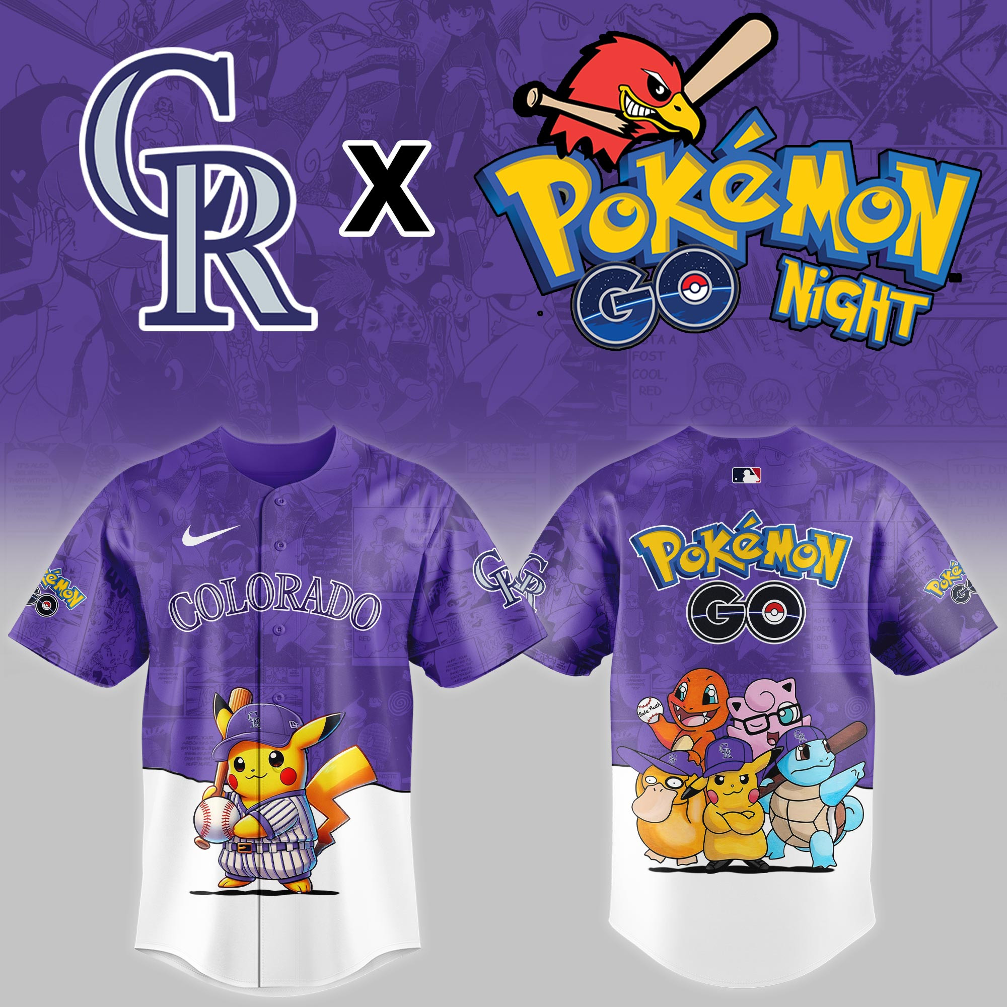 Colorado Rockies Mlb X Pokemon Go Night Baseball Jersey For Fan
