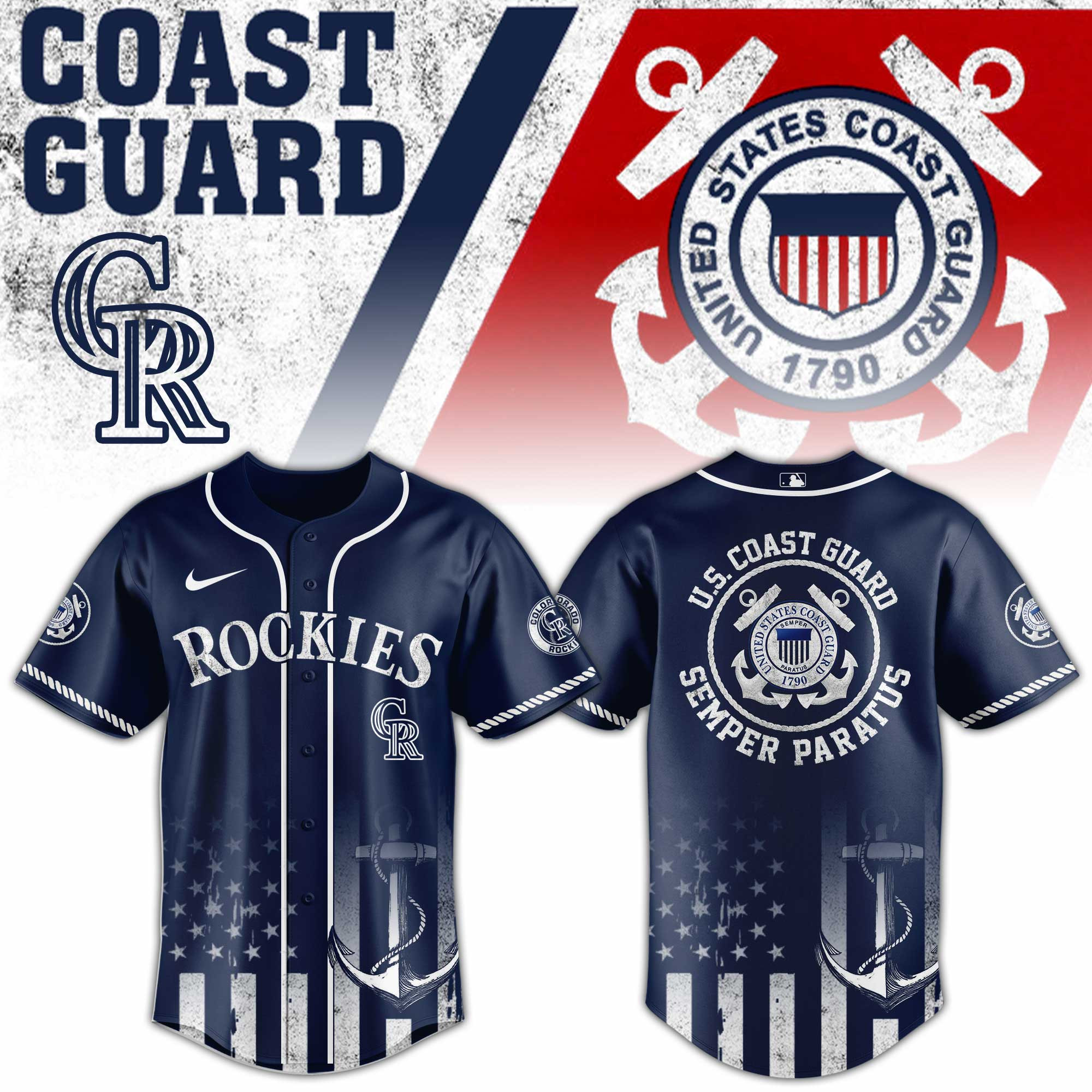 Colorado Rockies Mlb X Us Coast Guard Baseball Jersey For Fans