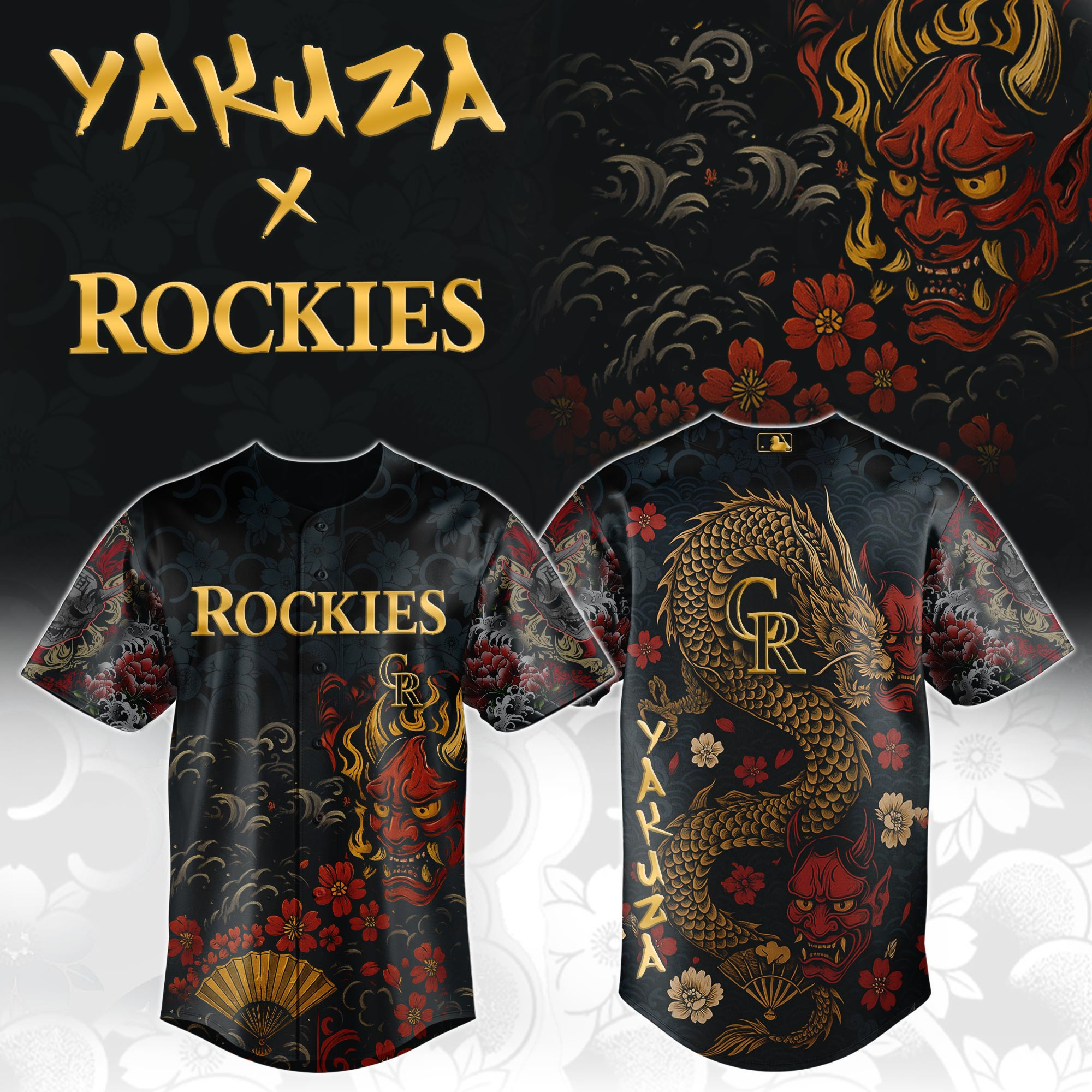 Colorado Rockies Mlb X Yakuza Dragon Oni Baseball Jersey For Fans