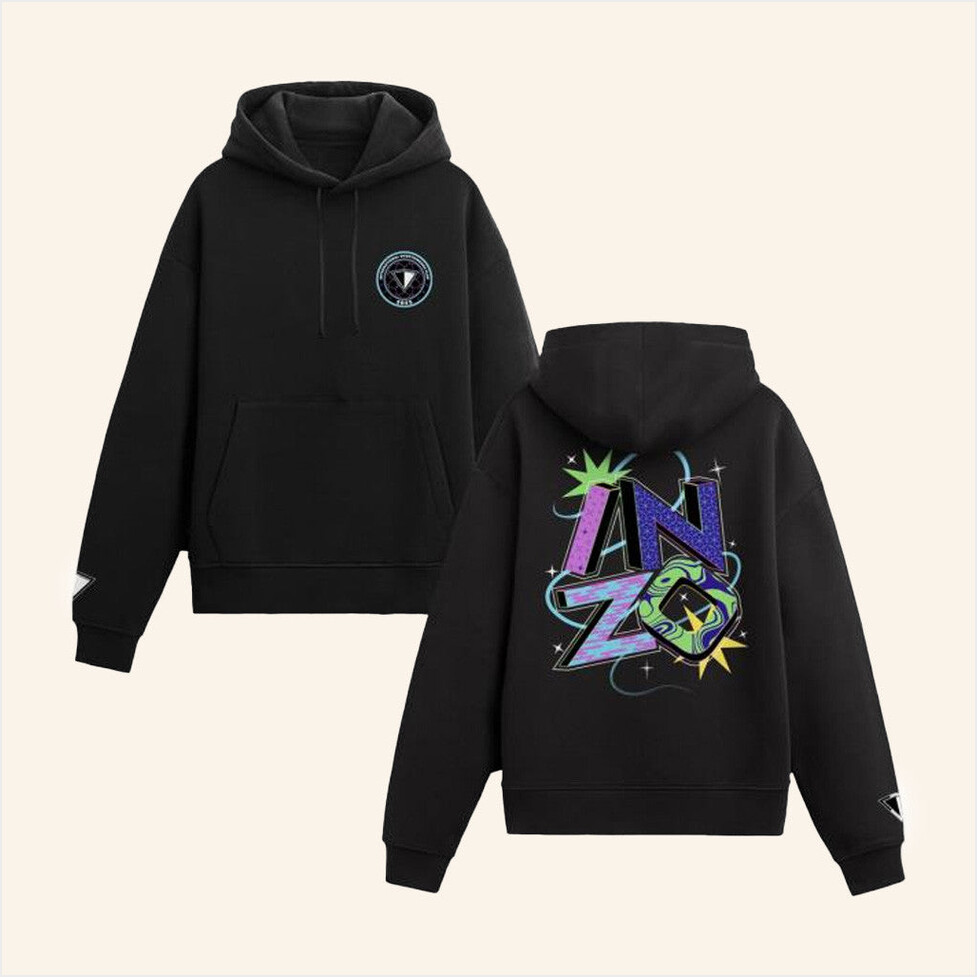 Cosmic Typography Hoodie Inzo Merch Black Friends Gifts Birthday Gift Ideas Christmas Presents