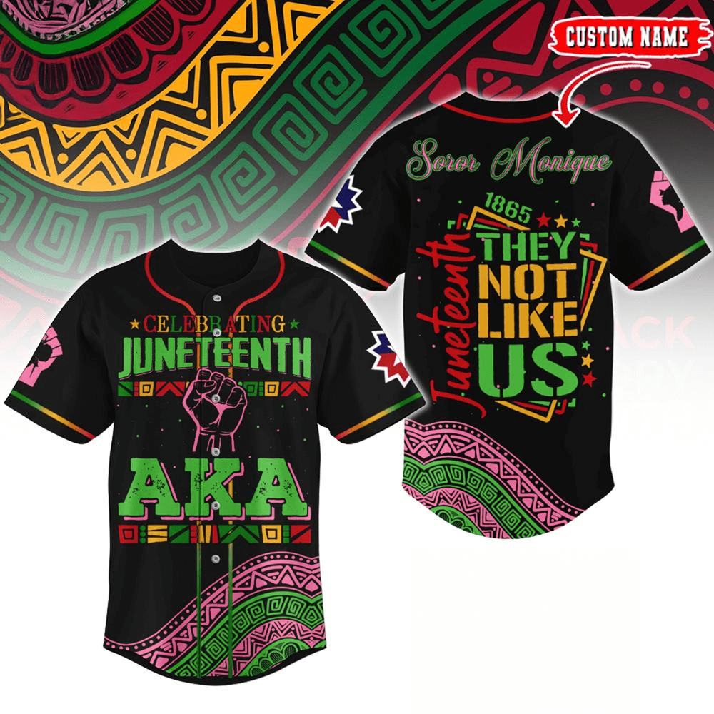 Custom Alpha Kappa Alpha X Juneteenth Baseball Jersey Useful Gifts For Dad