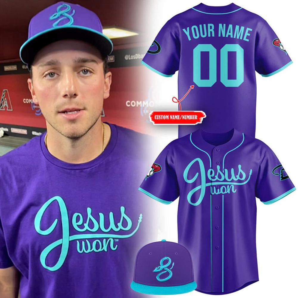 Custom Arizona Diamondbacks Jesus Won Baseball Jersey Arizona Diamondbacks Merch Fans Gifts