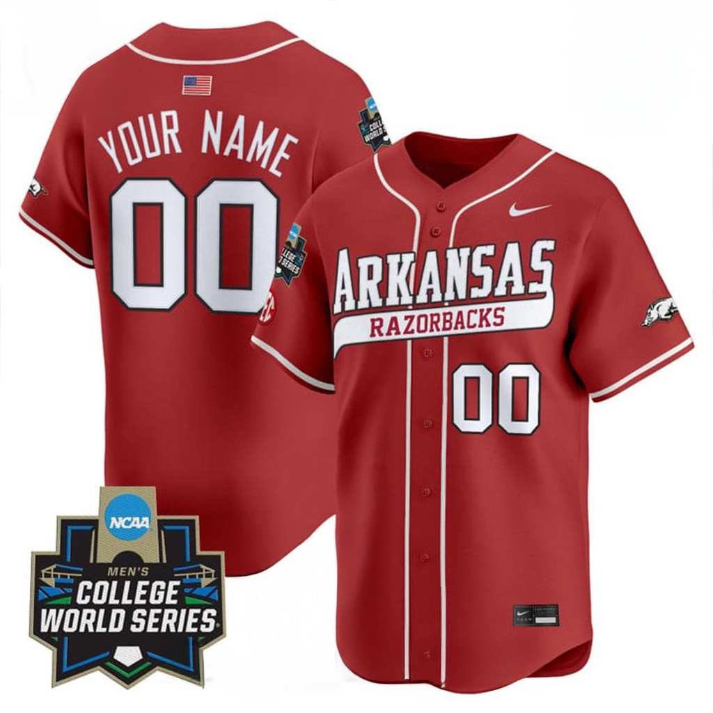 Custom Arkansas Razorbacks 2025 World Series Baseball Jersey Arkansas Razorbacks Merch