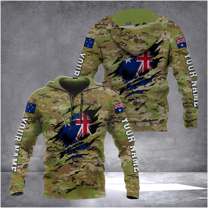 Custom Australia Flag Skull Camouflage Hoodie Men Australia Clothing Gifts For Australian