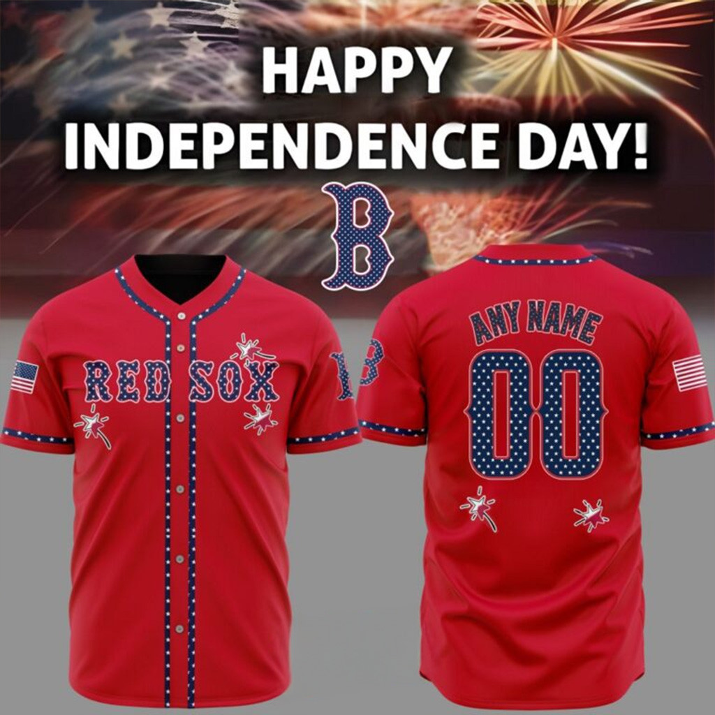 Custom Boston Red Sox 4th Of July Stars And Stripes Baseball Jersey Patriotic Gifts For Fans