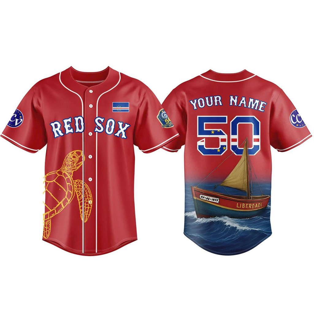 Custom Boston Red Sox Cabo Verdean Celebration Jersey Red Sox Merch Gifts For Baseball Lovers