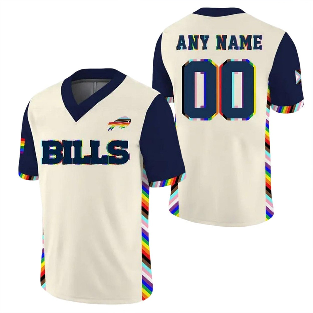 Custom Buffalo Bills NFL Pride Night 2025 Football Jersey Buffalo Bills Merch Step Dad Gifts