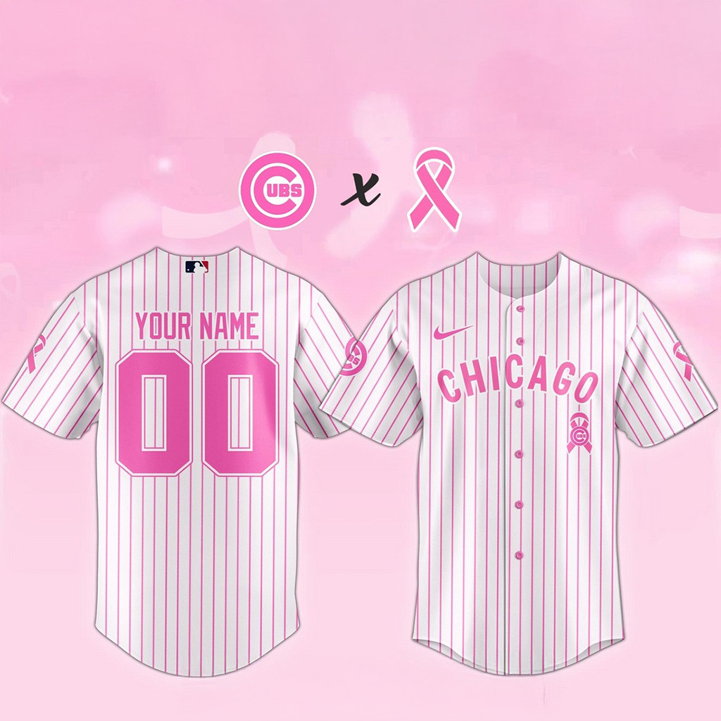 Custom Chicago Cubs MLB X Breast Cancer Awareness Game Night Baseball Jersey Chicago Cubs Merch