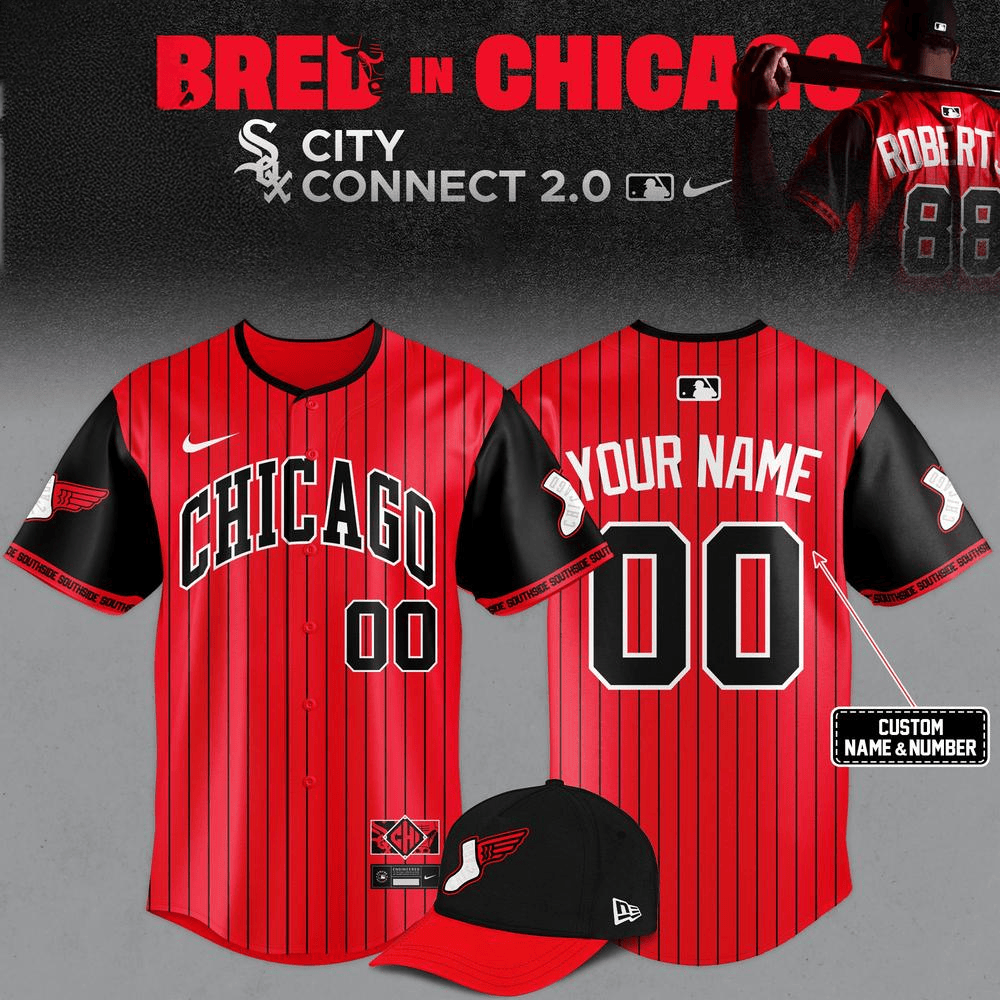 Custom Chicago White Sox Bulls Inspired City Connect Baseball Jersey Chicago Merch Gift For Dad