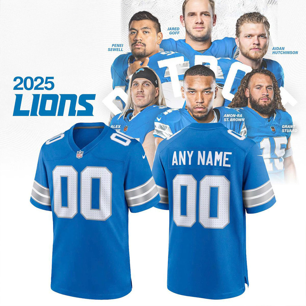 Custom Detroit Lions Uniform 2025 Jersey Detroit Lions Merch Football Gifts For Men