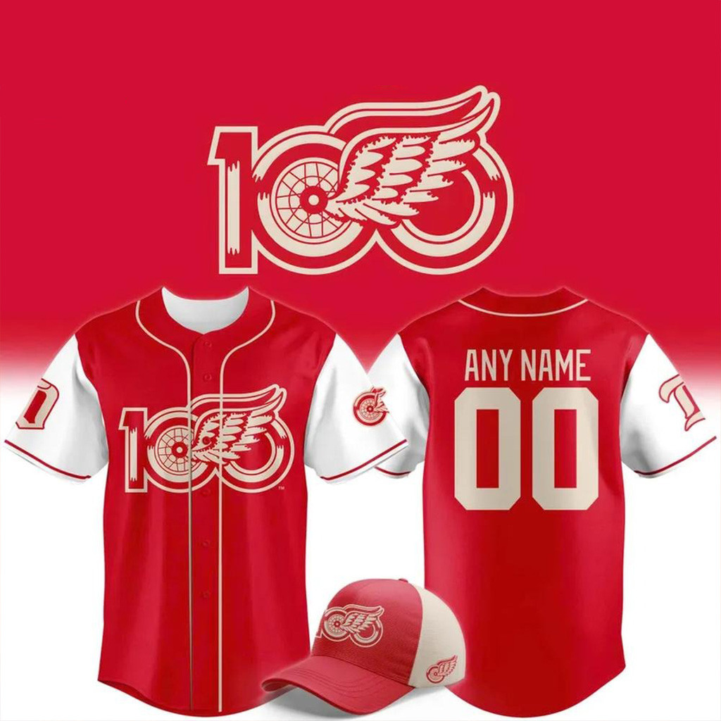Custom Detroit Red Wings 100 Years Of Hockeytown Special Baseball Jersey Wings Merch