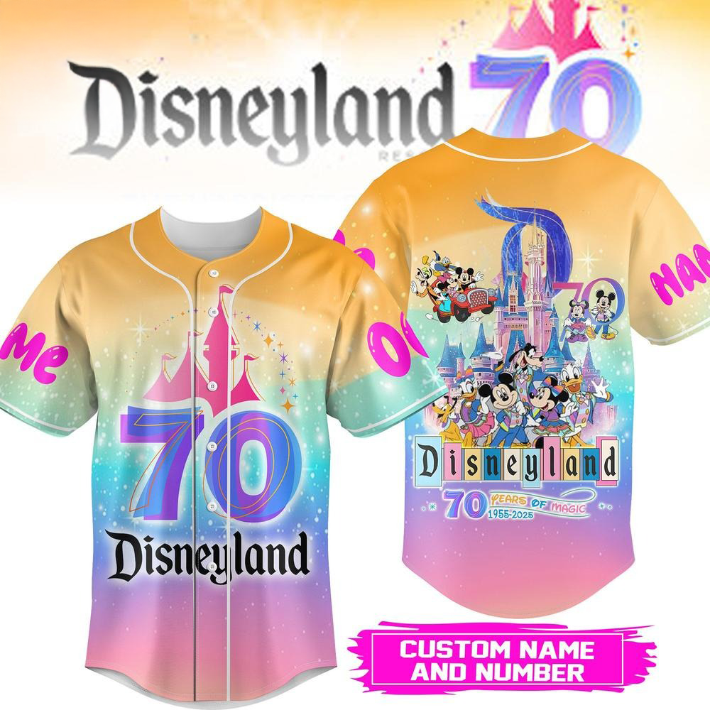 Custom Disneyland 70Th Anniversary Limited Edition Baseball Jersey Disneyland Merch For Fans