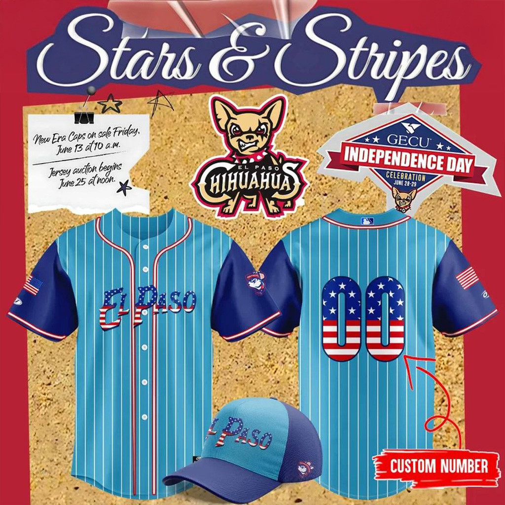 Custom El Paso Chihuahuas Stars Stripes Baseball Jersey El Paso Chihuahuas Merch Dad Gifts