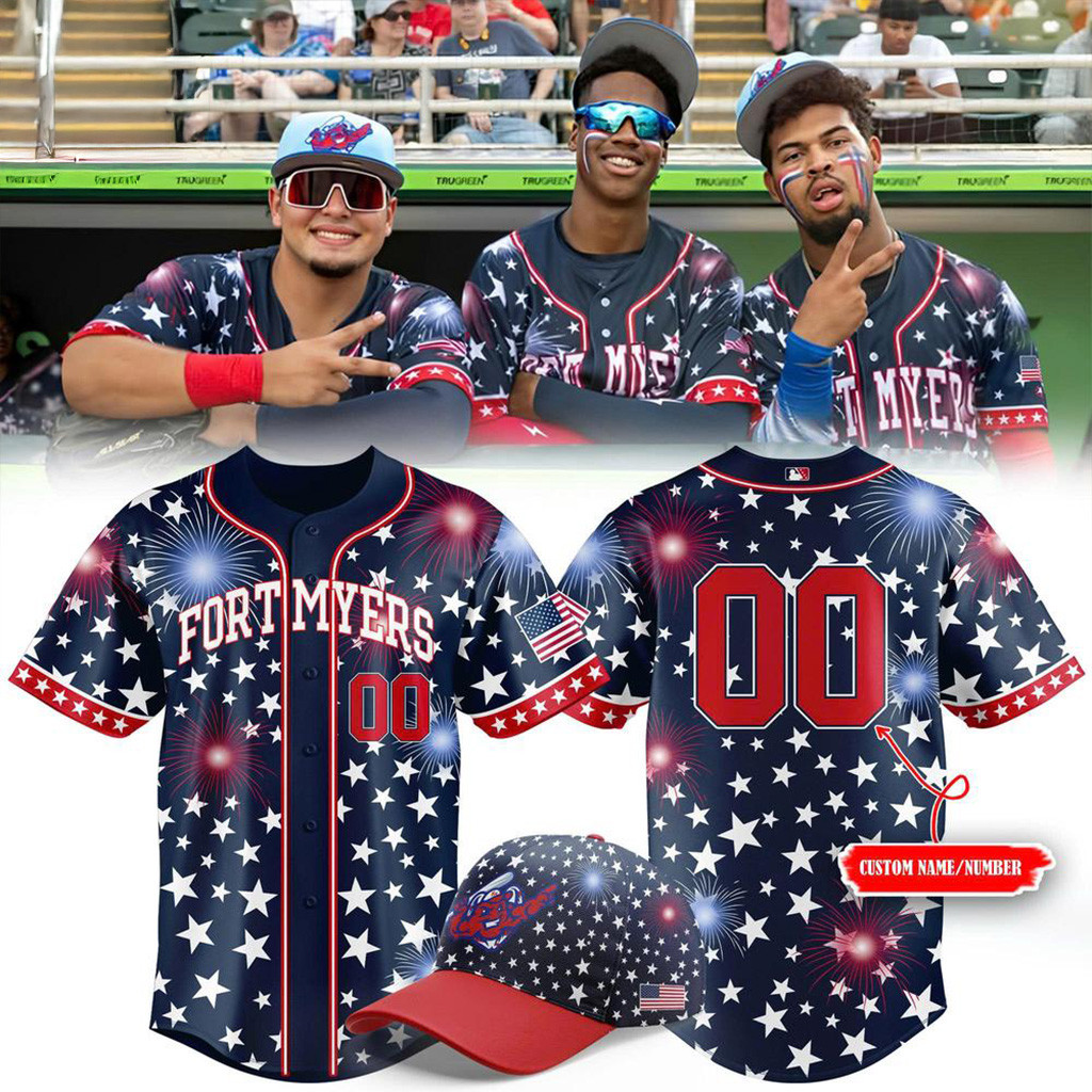 Custom Fort Myers Mighty Mussels Independence Day 2025 Baseball Jersey Fan Merch Dad Gifts