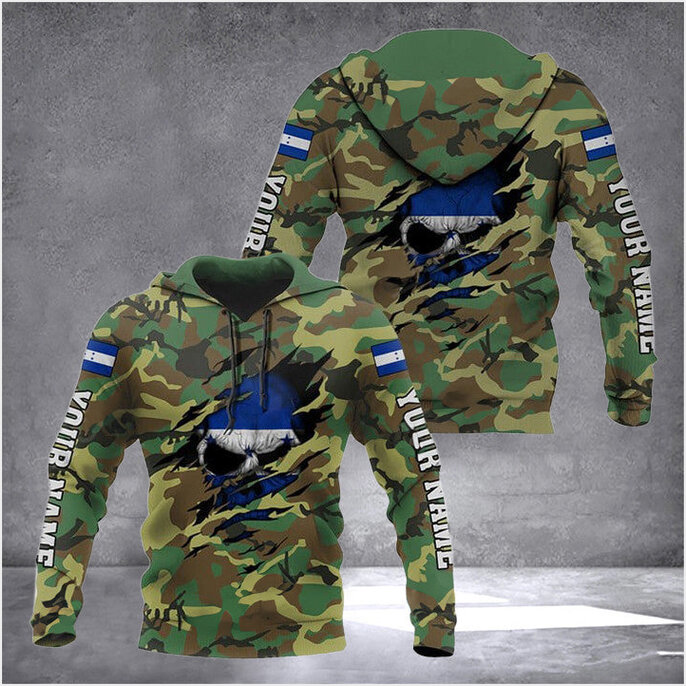 Custom Guatemala Flag Skull Camouflage Hoodie Honduras Lover Men Clothing Gifts For Honduran