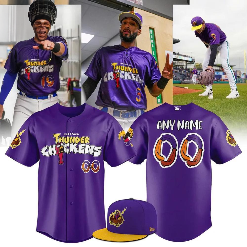 Custom Hartford Yard Goats Thunder Chickens Special Baseball Jersey Hartford Yard Goats Merch